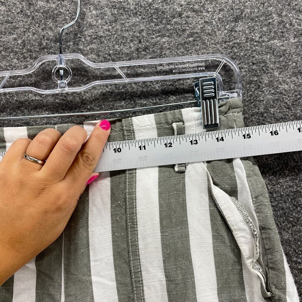 Loft Shorts Women Gray Striped S Small Rayon Mid Rise Chino Elastic Waist - Picture 5 of 10